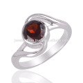 Garnet geschnitten rund &amp; 925 Solid Sterling Silber handgefertigten Ring für Geschenk